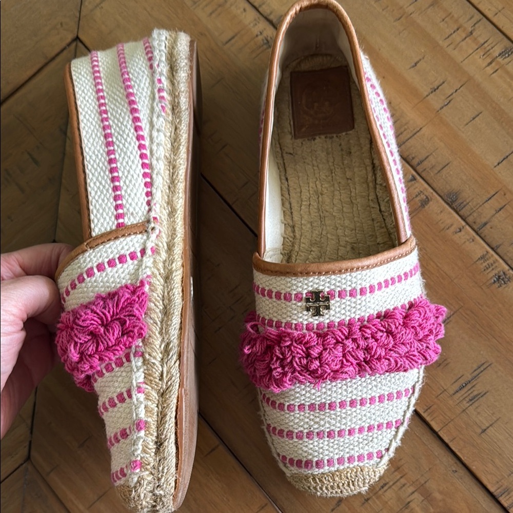 Tory Burch Pink and Cream Espadrille Flats - Picture 6 of 7